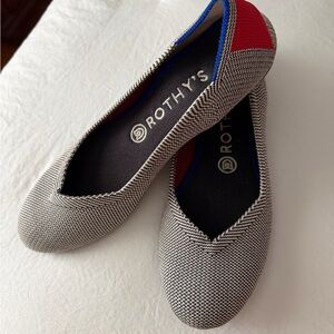 Rothy's Blue and Red Flats with Blue Accents